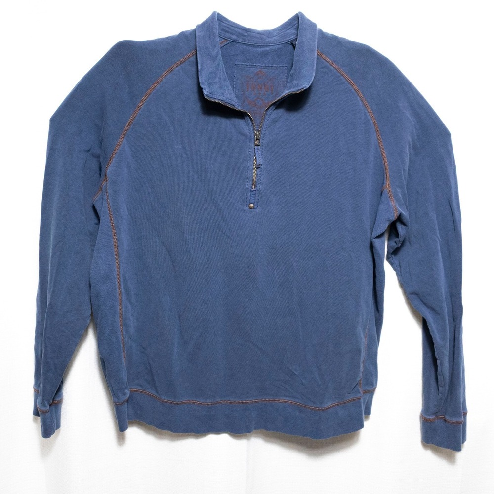 Tommy Bahama Blue Half Zip Sweatshirt Coastal Resortwear Preppy Mens XXL Dadcore